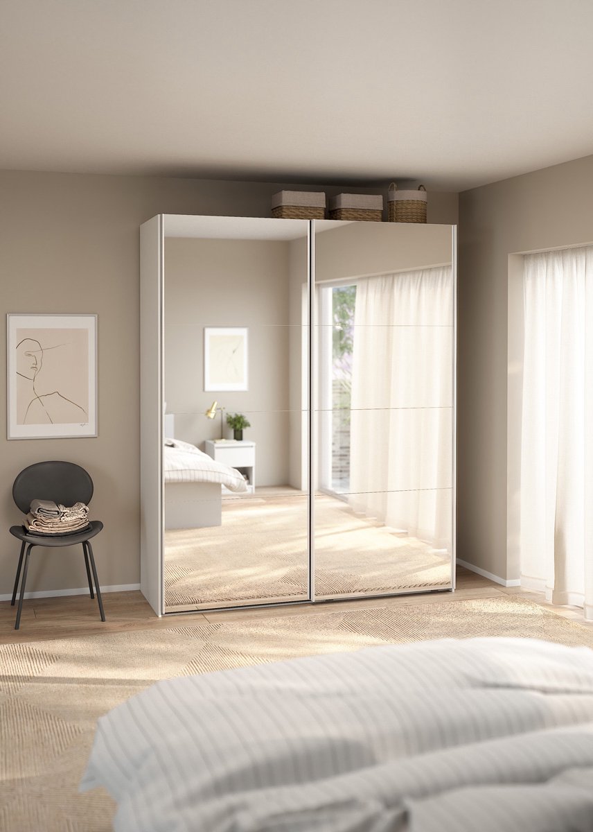 Giga Living Kledingkast Catania - Wit - Incl. Spiegel - 179x67x220cm