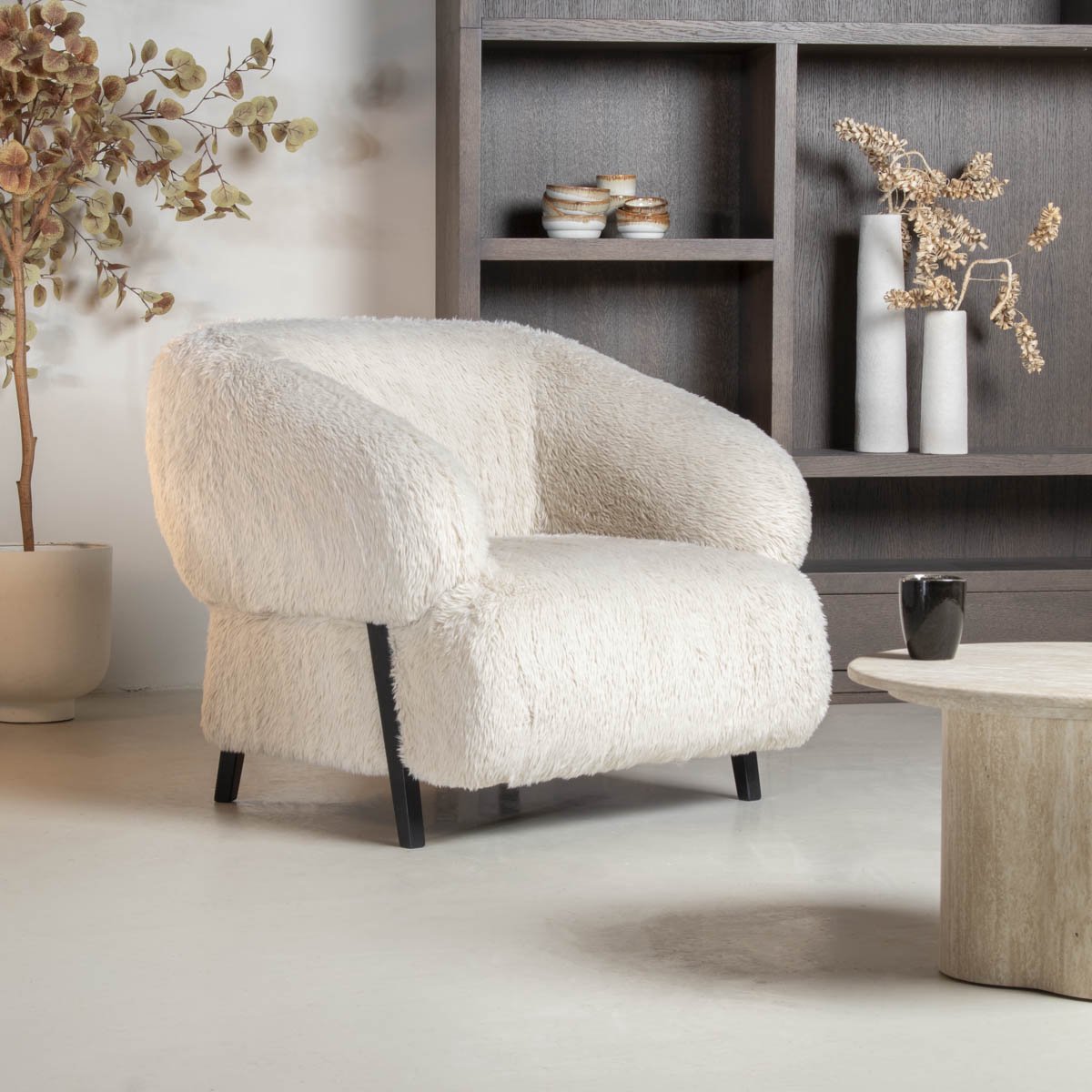 DÉJA Living Fauteuil Espe Fluffy - Taupe Stof - 91x86x77cm