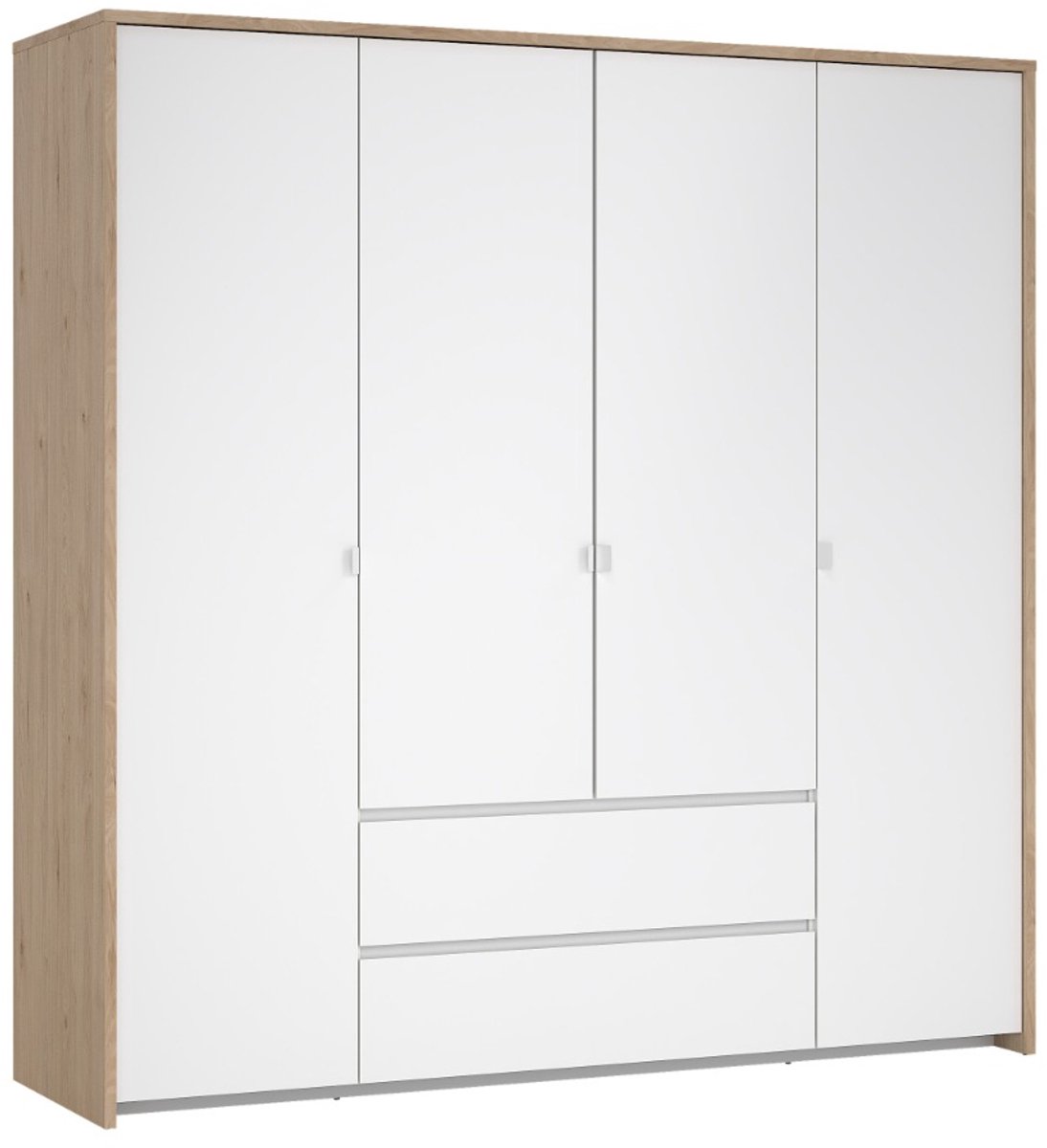Giga Living Kledingkast Jackson - Wit/Naturel Hoogglans - 197x58x202cm