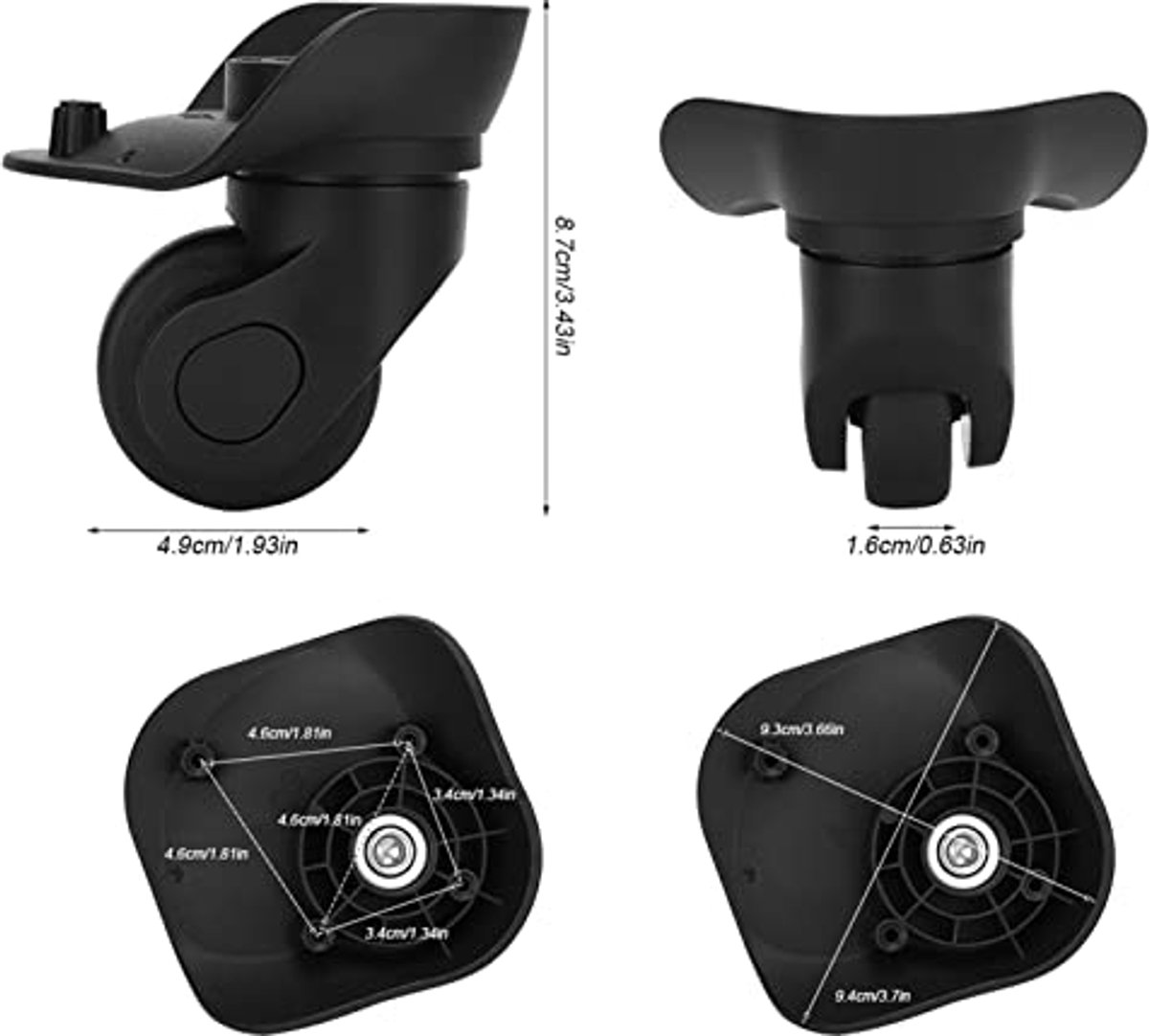 Vervangwiel Koffer - Enkelrijs - PP + PET materiaal - Praktisch onderhoudsaccessoire voor reizigers - ShopVlot