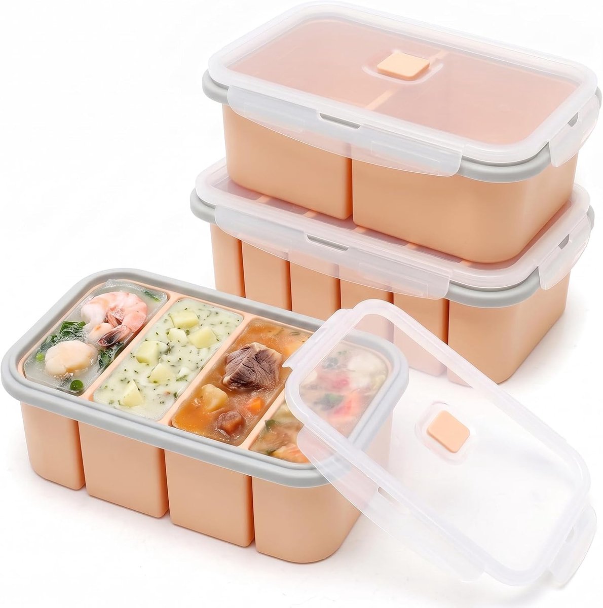 Soepvriescontainers 3 Stuks - Siliconen Mould met Deksel - Veilig en Temperatuurbestendig - ShopVlot