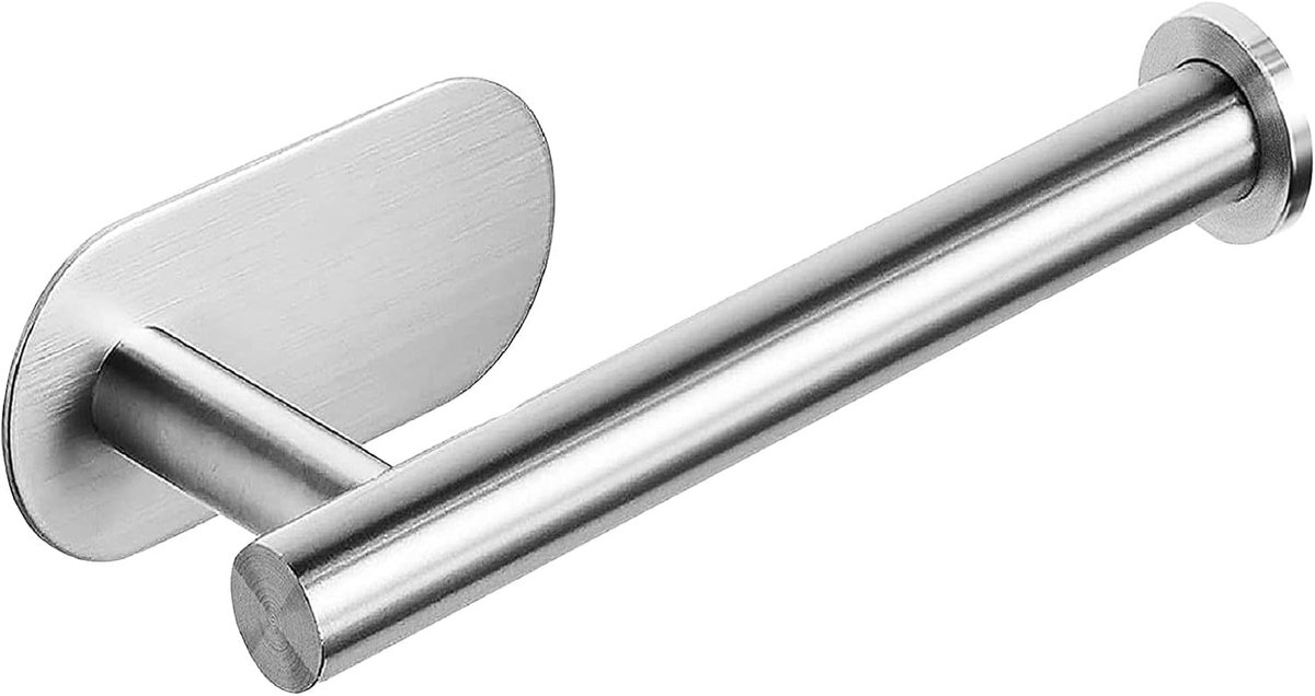 Zelfklevende WC Rolhouder - RVS Toiletpapierhouder Zonder Boren - Brushed Zilveren Houder voor Badkamer - Eenvoudige Montage op Tegels en Gladde Oppervlakken