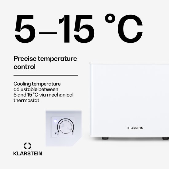 Klarstein Geheimversteck Mini koelkast - Barmodel - 2 Niveaus - 17 Liter - 26 dB - Thermo-elektrisch - Wit van Klarstein — afbeelding 5