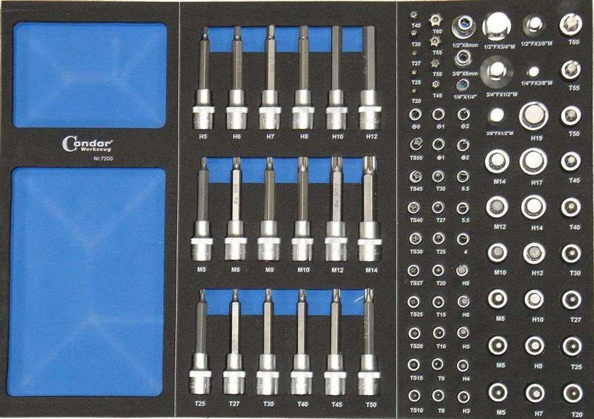 Condor WC.7200 Inzet Gereedschap: Doppen & Bits 87 Delig