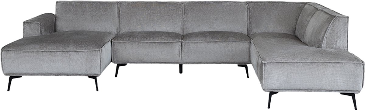 Tower Living Bank Leeds Chaise Longue L 2,5-zits Ottoman R Touch 27 Lichtgrijs