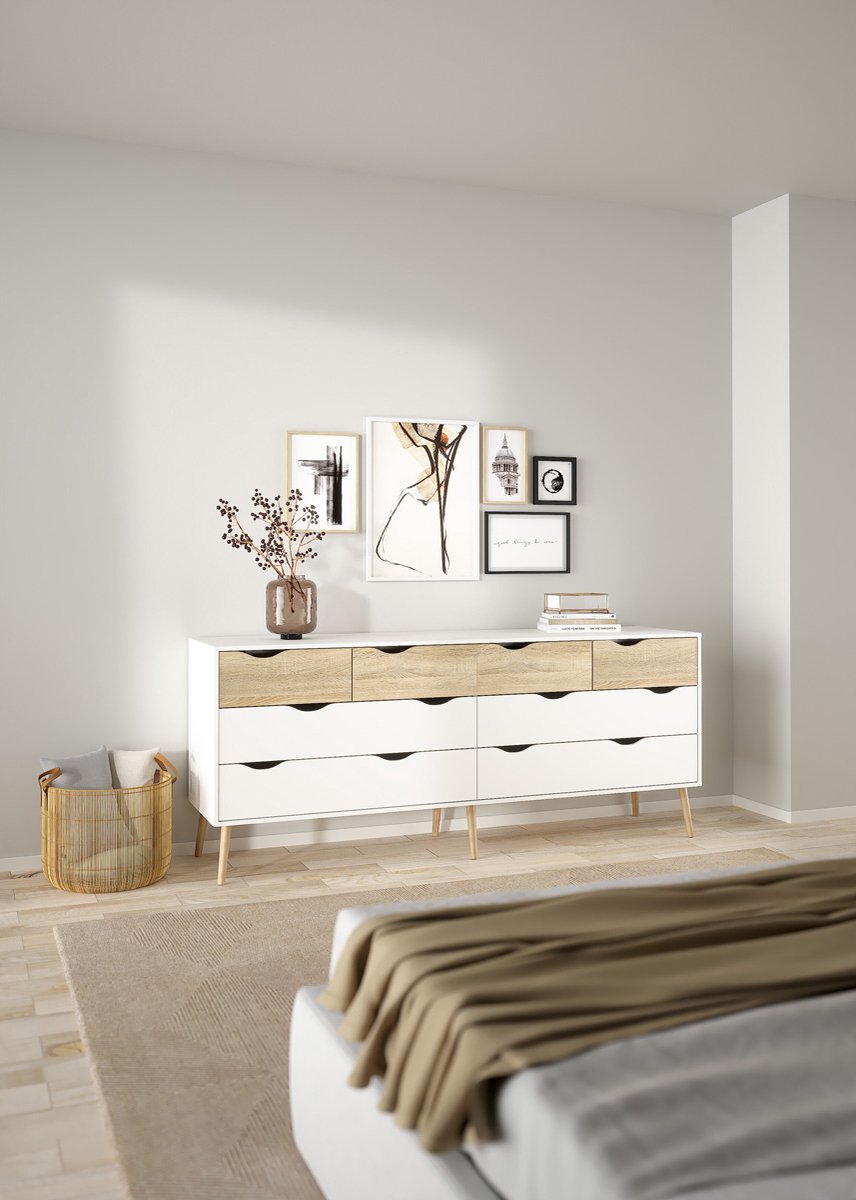 Giga Living Ladekast Oslo - Wit/Naturel - 200x80x60cm