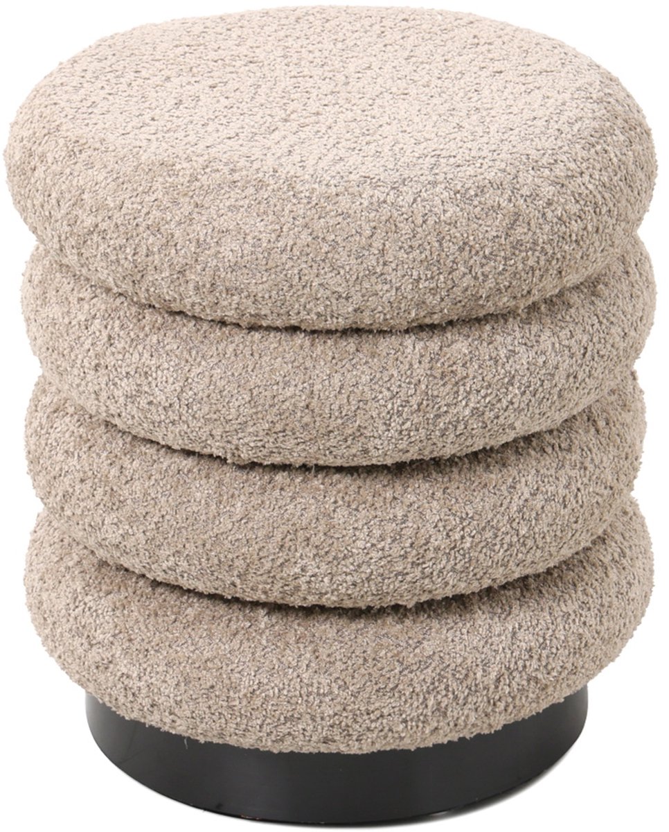 Giga Meubel Poef Matthijs - Taupe - Bouclé - 38x38x40cm