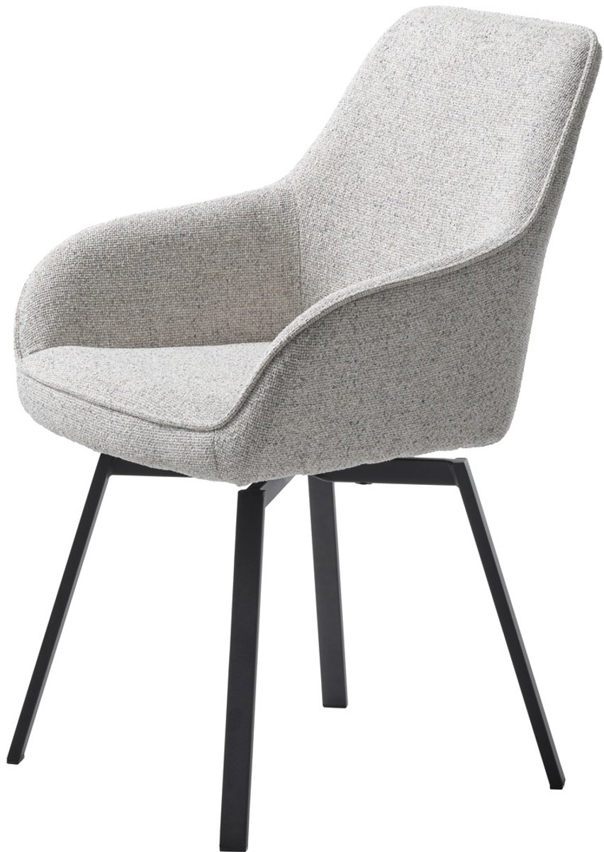 Giga Living Eetkamerstoel Alma - Draaibaar Off White - Stof & Metaal - Set van 2