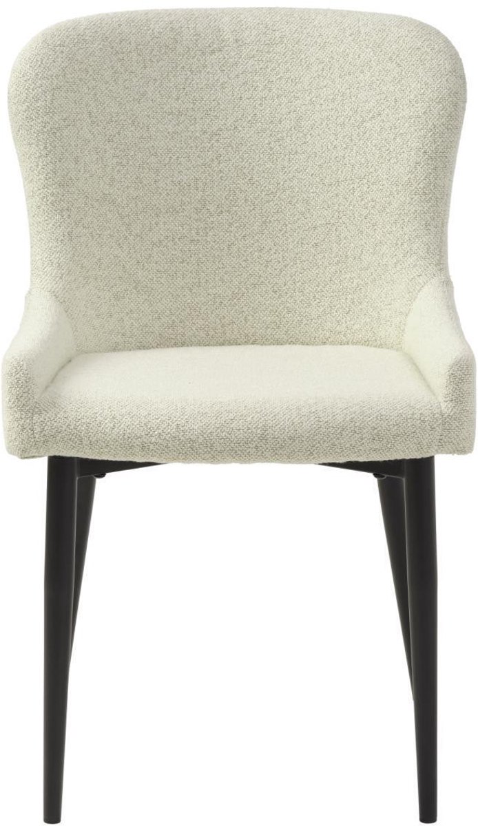Eetkamerstoel Off Wit Bouclé - Zithoogte 47cm - 60x52x82cm - Set van 2