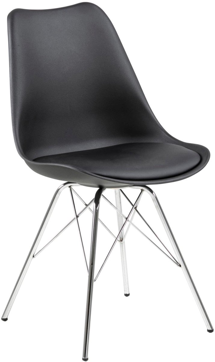 Giga Living Eetkamerstoel Tiel - Zwart PU Leer - Zithoogte 49cm - Set van 4