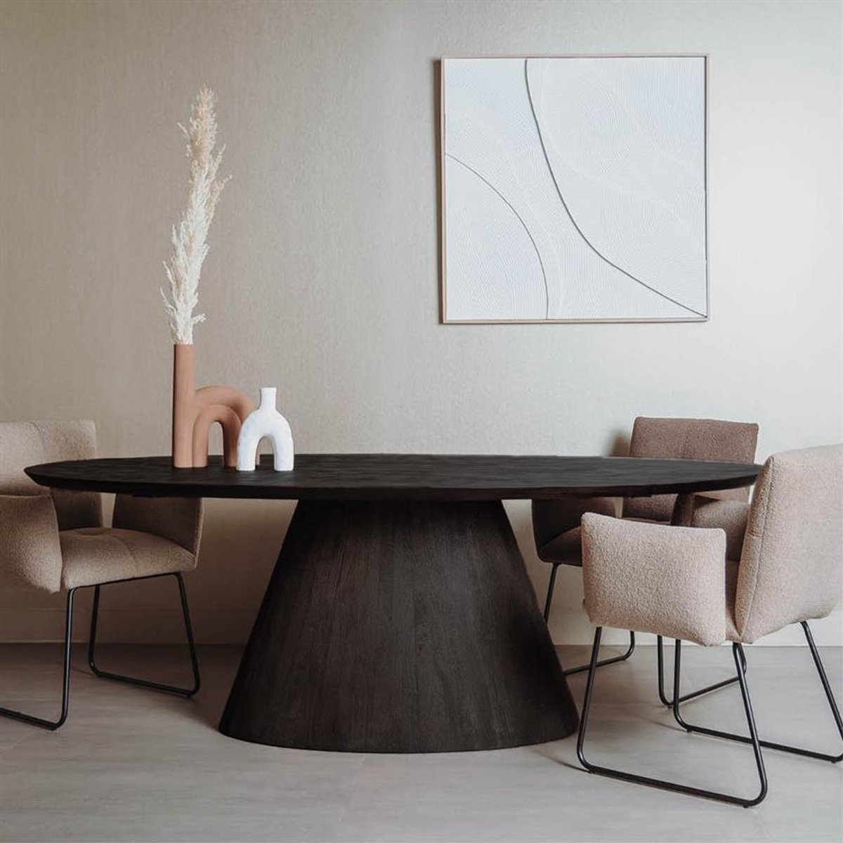 Tower Living Eettafel Premana - Ovaal Zwart Hout - 220x120x77cm