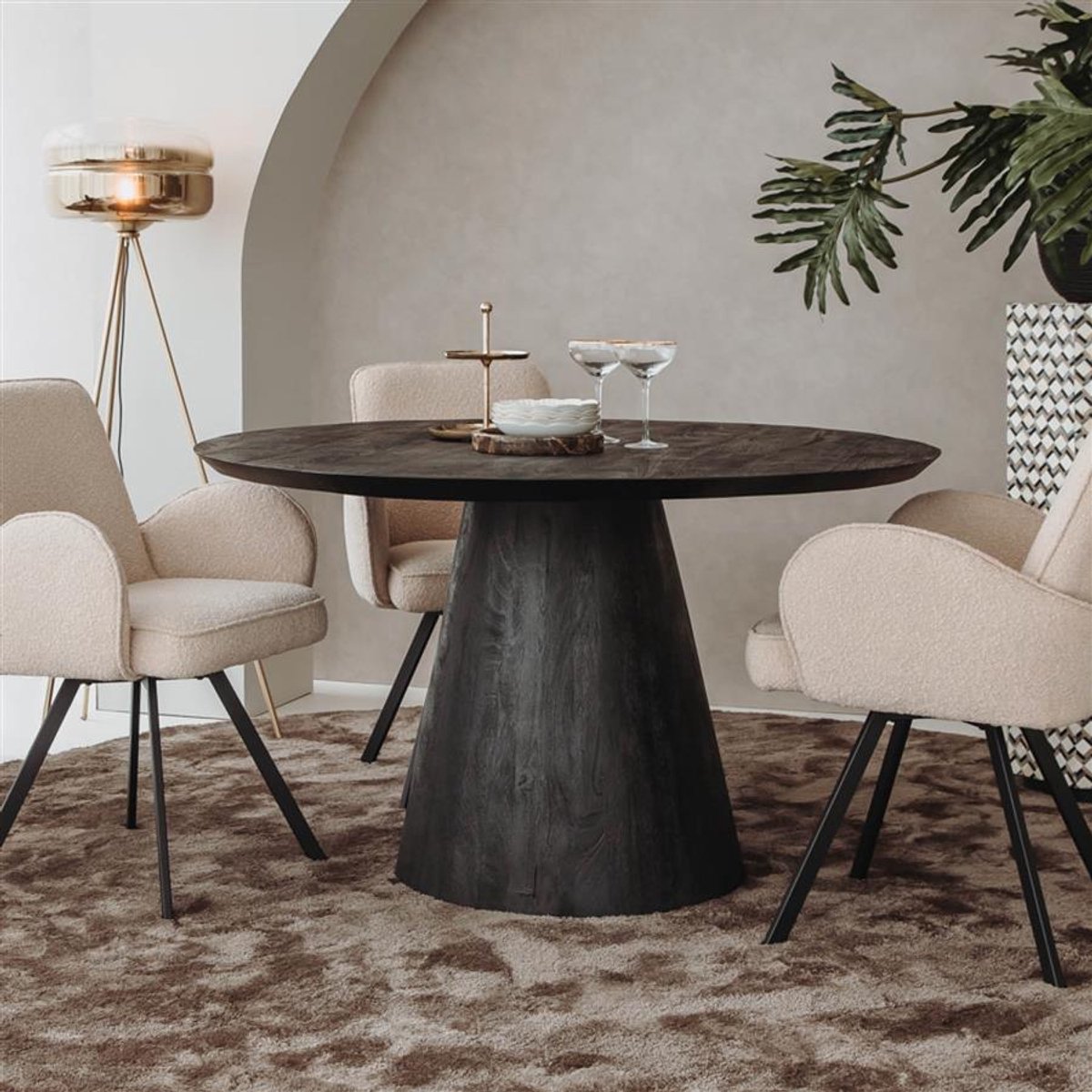 Tower Living Eettafel Premana - Rond Zwart Hout - Ø150x77cm