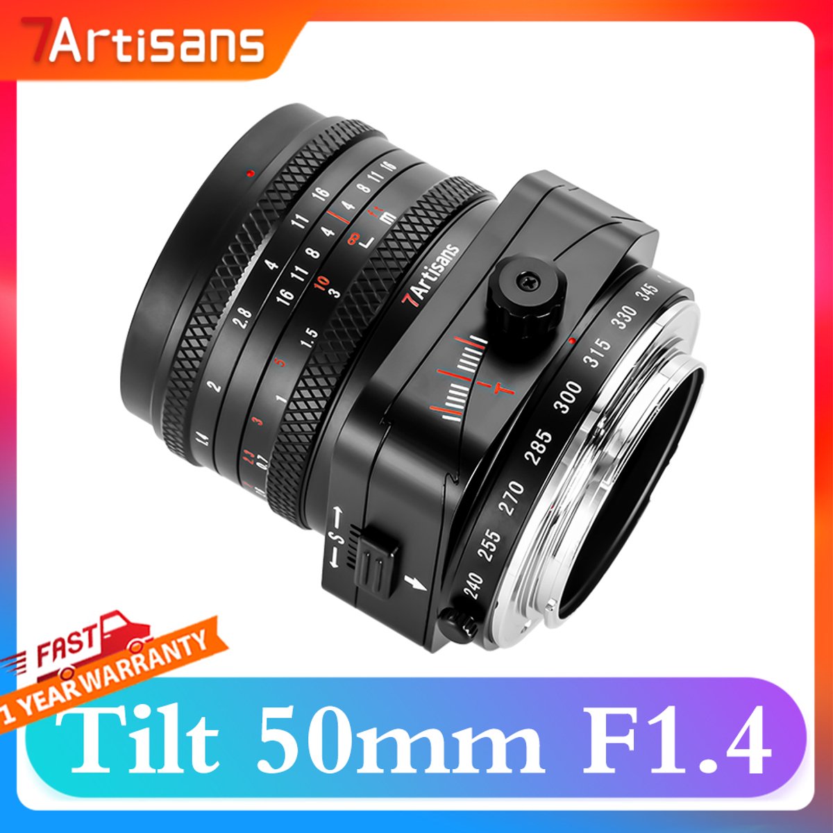 Cameralens - Tilt 50mm F1.4 - Sony E-Mount - Handmatig - Zwart - Voor APS-C