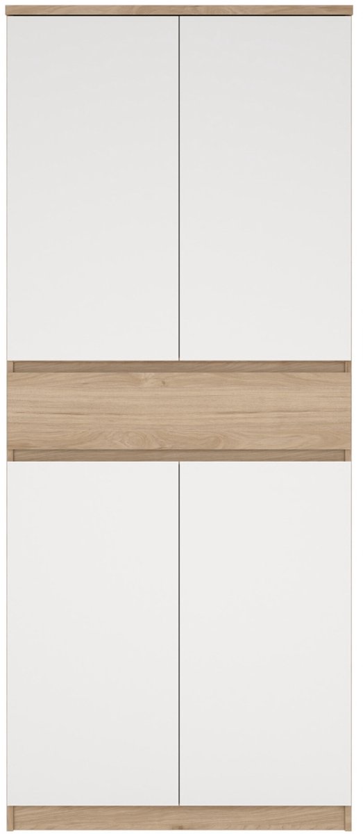 Schoenenkast Ylva met 4 deuren + 1 lade Wit Hickory - Giga Living