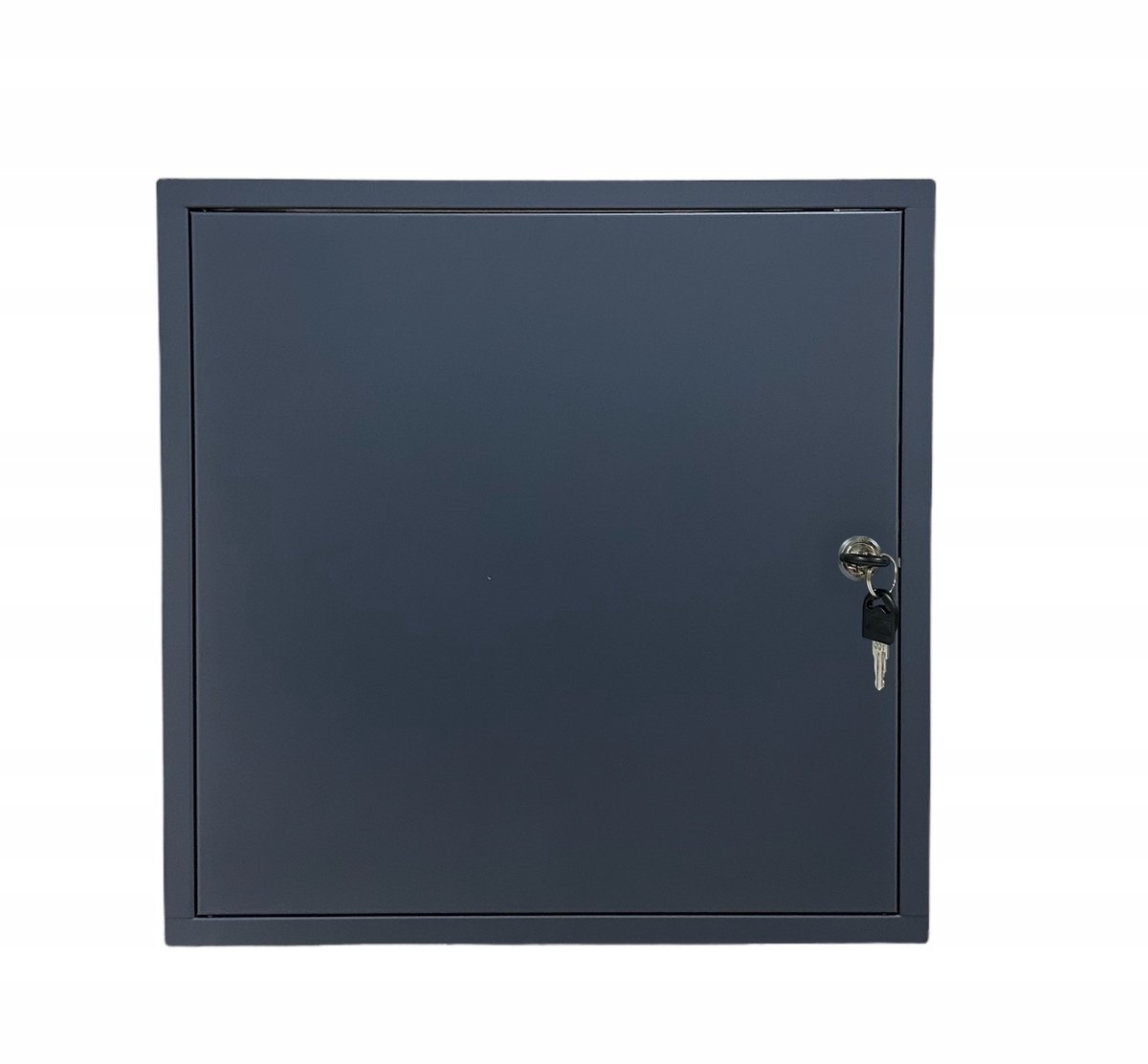 Antraciet Metalen Servies Luik met Sleutel 50x50 cm