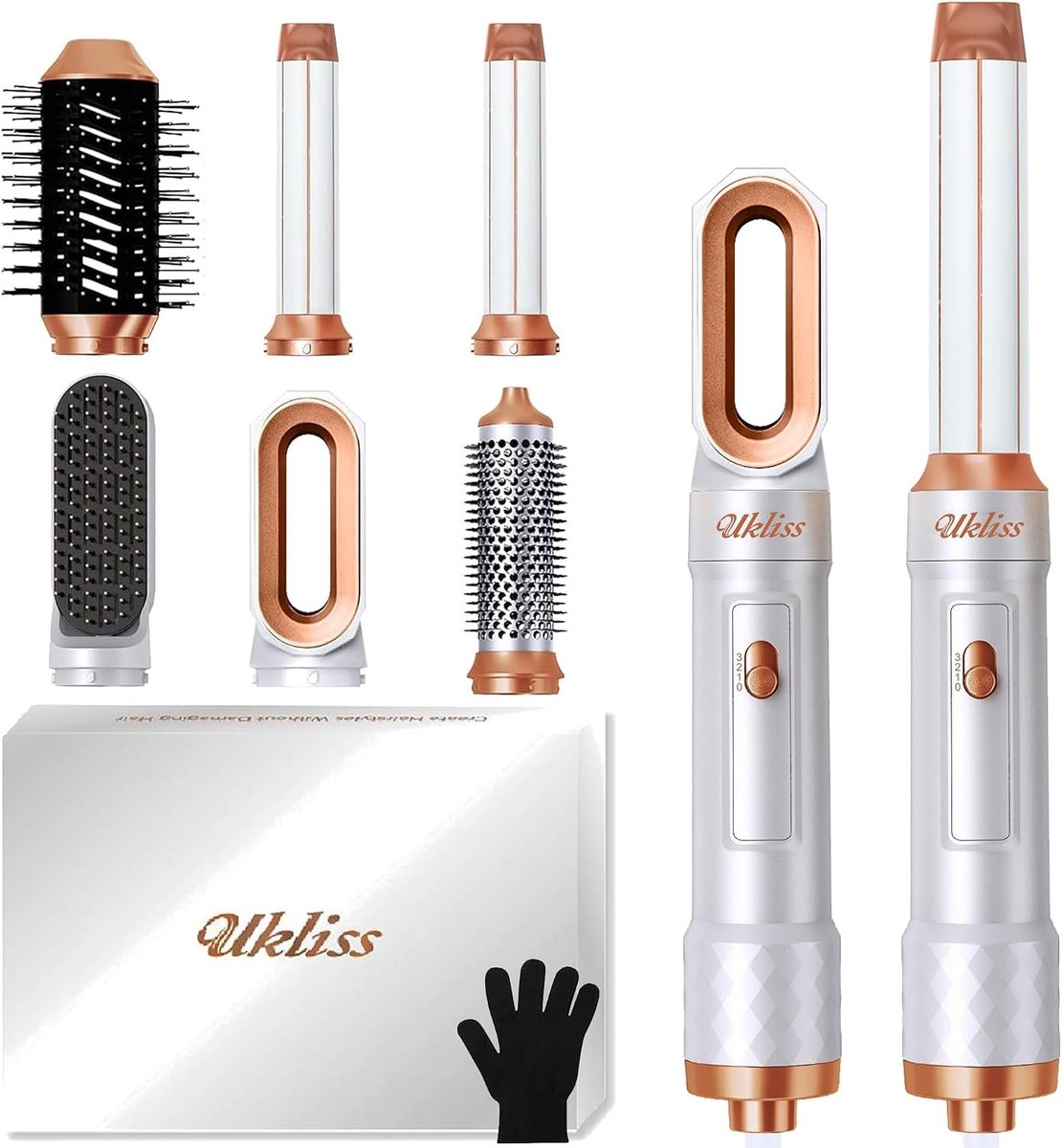 Föhn Set - Zwart - 6-in-1 Haarstyler met Verwisselbare Borstels - Voor Thuis en Op Reis