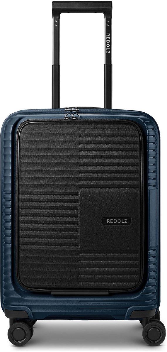Redolz Essentials 17 2.0 4 wielen Cabinewagen 55 cm Laptopvak met uitbreidingsplooi - Harde bagage - TSA slot - navy