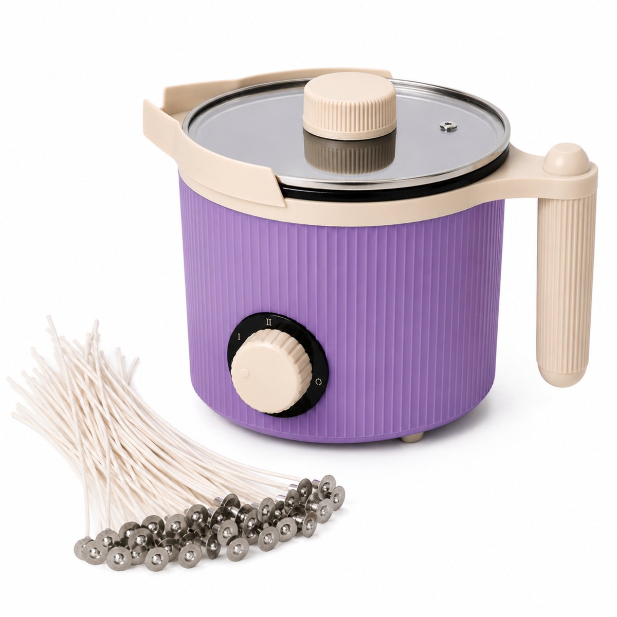 Candle Cocktail® Elektrische Smeltketel 1,5L Incl. 50 Kaarslonten Limited Edition Fuschia – Zelf Kaarsen Maken – Smeltpan voor Kaarsenwas – 300-450W – Met Schenktuit