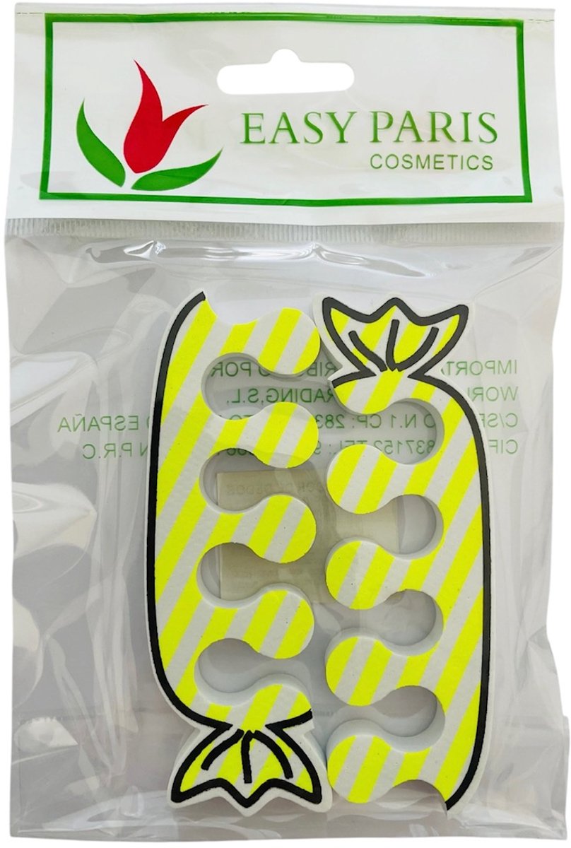 Easy Paris - Foam teenspreiders voor pedicure en het aanbrengen van nagellak - Fluor Geel - Wit - Zwart - In blisterverpakking