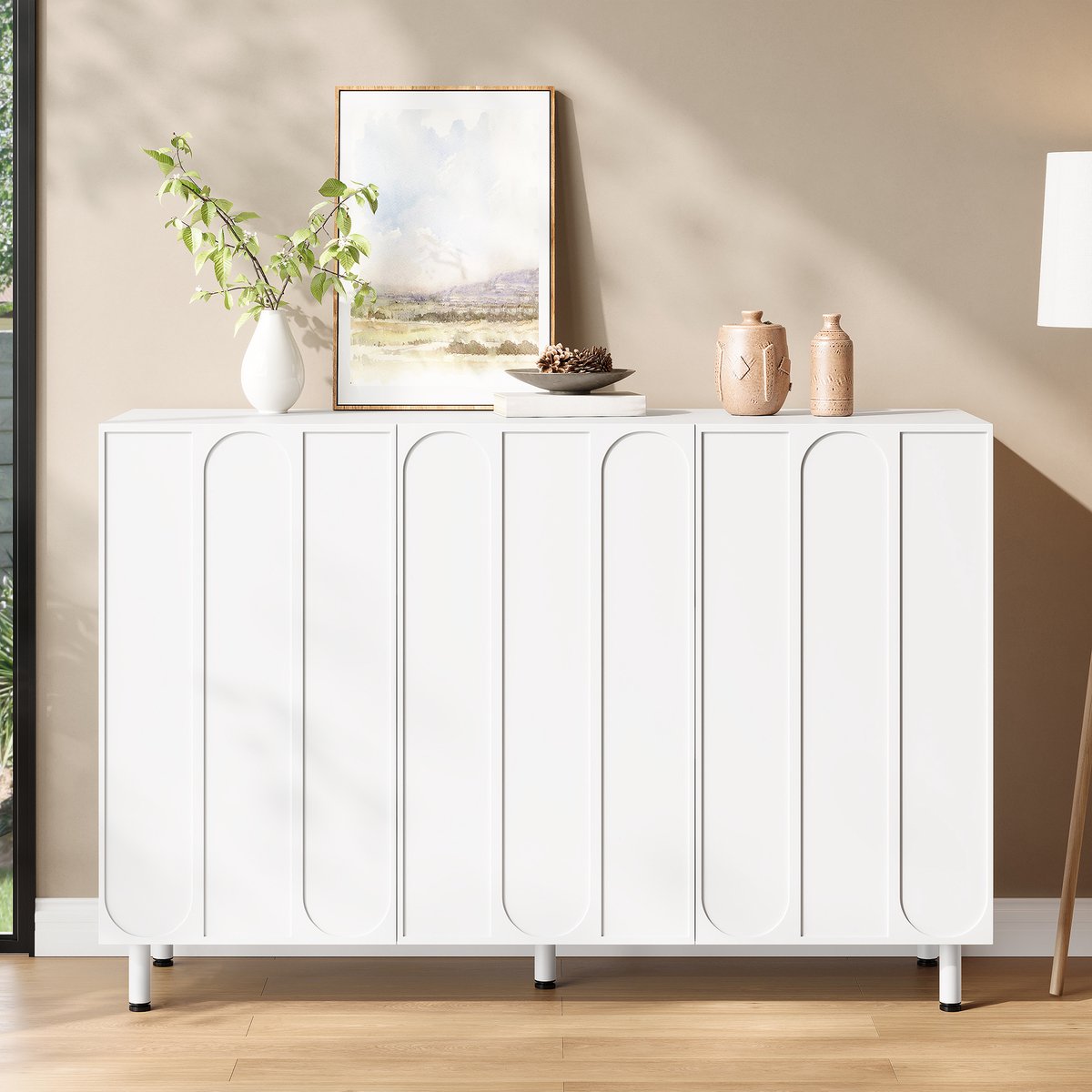 Schoenenkast Staand – 3 Deuren Met Verstelbare Legplanken – Modern Design Voor Hal En Woonkamer – MDF En Spaanplaat – Wit – 120 X 37 X 80 Cm