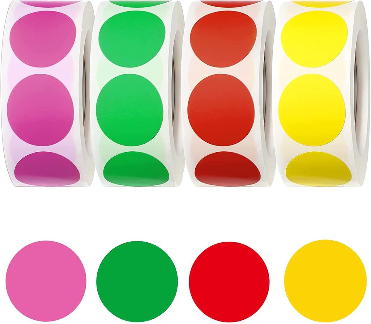 2000 Stuks Fluorescerende Zelfklevende Etiketten - Ronde Natuurlijke Papieren Stickers - Verwijderbare Kleurcodering - Ideaal Voor Inventaris En Organisatie