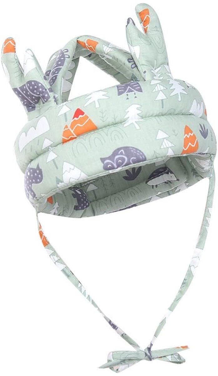 Moderne babyhelm voor kruipen en lopen, schattige en comfortabele hoofdbeschermer, perfect voor peuters en baby's van 5-24 maanden (groene uitvoering)