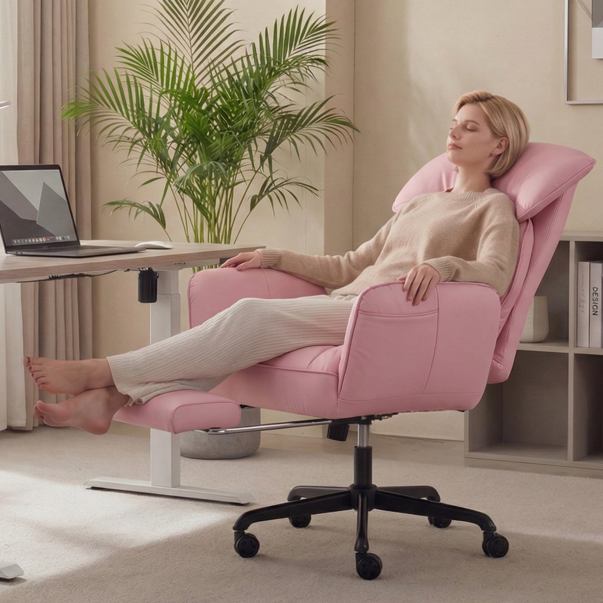 Dowinx gamestoel - Gamestoelen - Verstelbare Gamingstoel - Ergonomische Bureaustoel - Grote Bureaustoel - Game stoel massage - Bureaustoel pocketvering - Game bureaustoel - chair - PU - Roze thumbnail 6