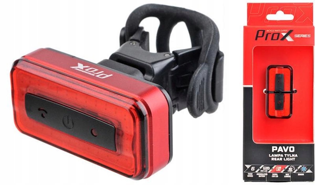 Prox Pavo Fietslamp Achter LED USB 50LM met Schemeringssensor