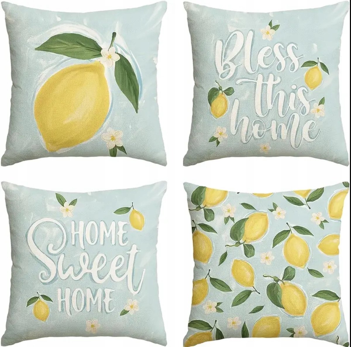 Set van 4 Kussenhoezen 45x45 cm - Boho Citroen Print
