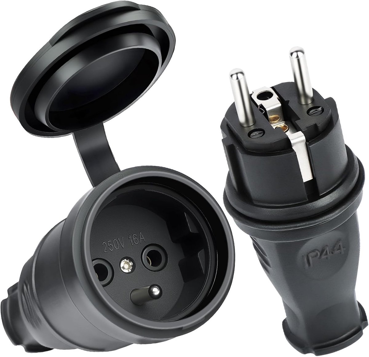 Recessed socket 250 V 16 A - rubber met spatbescherming - veilig contact - binnen en buiten gebruik - ShopVlot