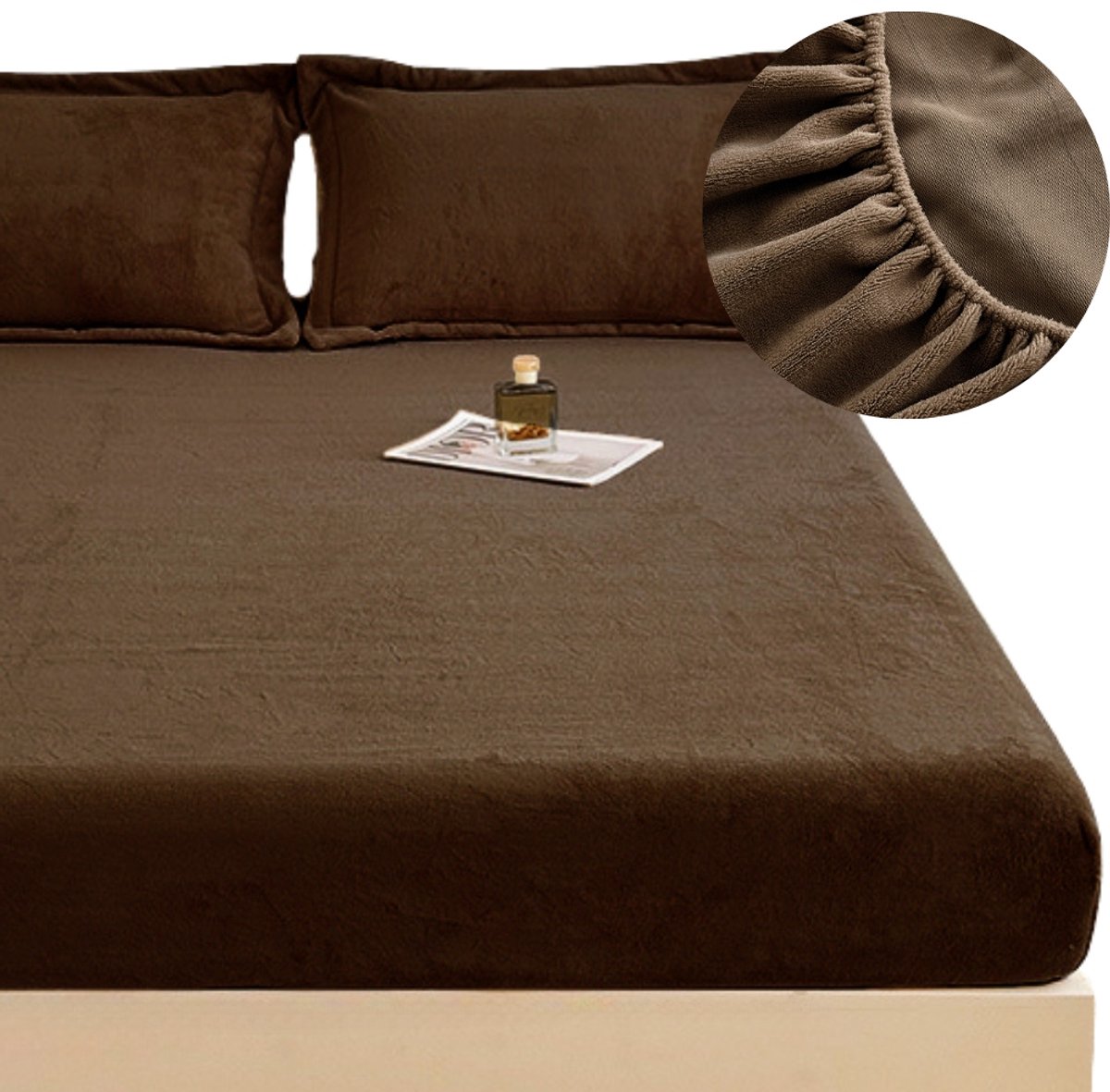Zacht Pluche Hoeslaken met Elastiek 160x200cm - Warm Bruin