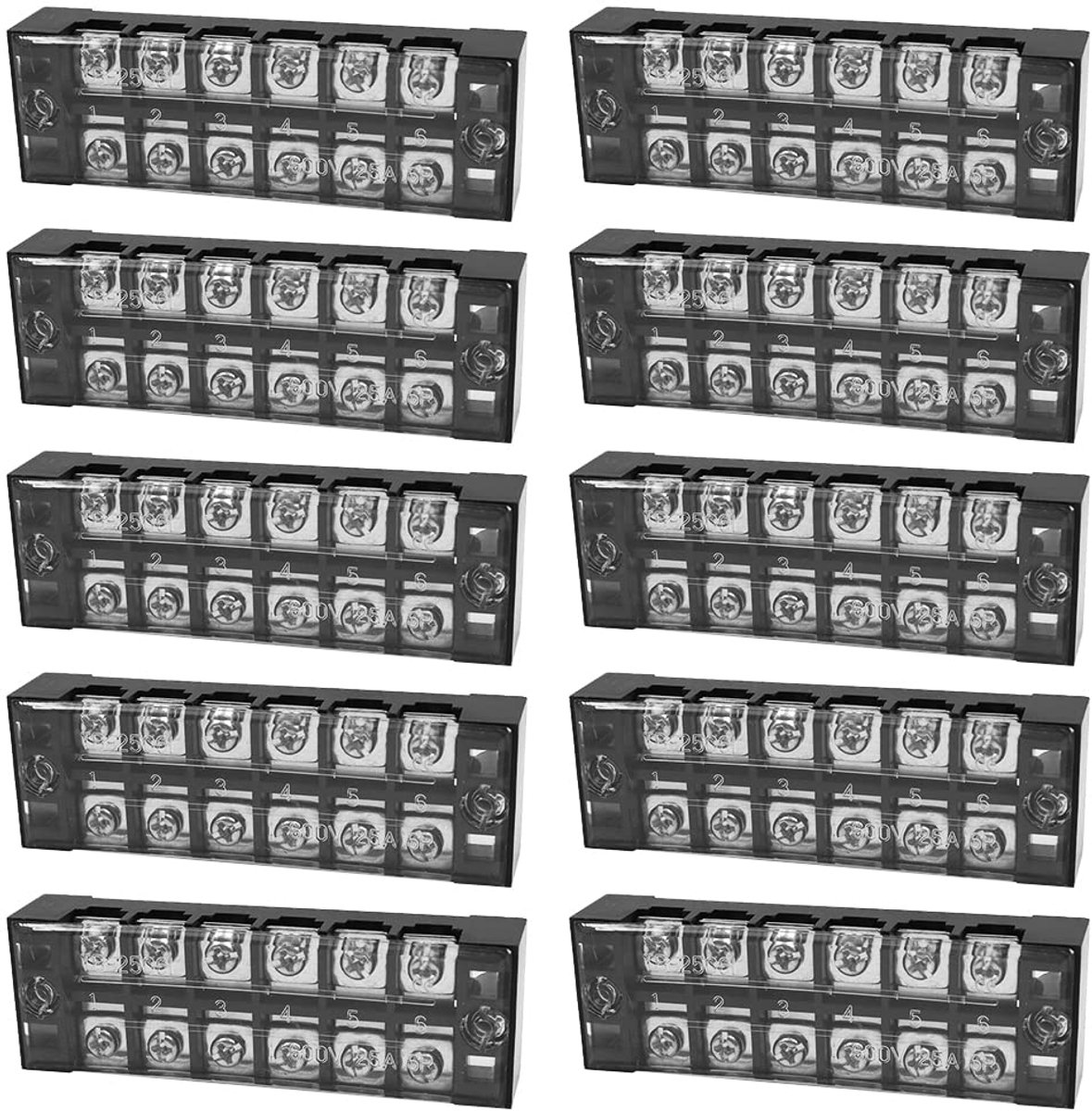 Elektrische aansluitklemmen 6 niveaus 600 V 25 A - Pack van 10 - Voor efficiënte bedrading - ShopVlot