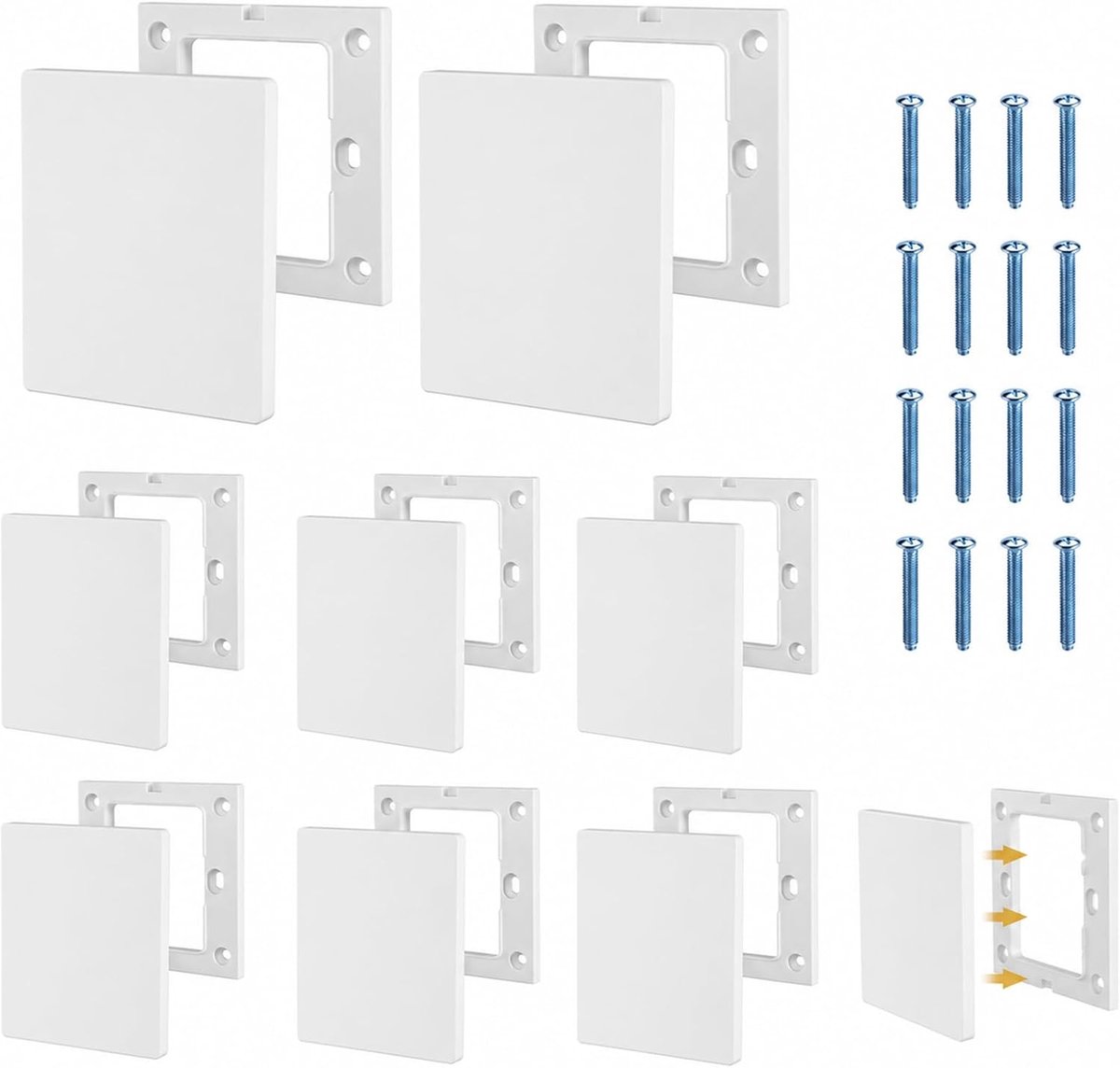 Blinde afdekking set 8 stuks - 86 mm vierkant - met 16 schroeven - verbergt ongebruikte stopcontacten - ShopVlot
