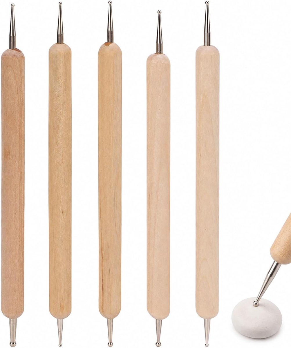 Reliëfstiften set 5 stuks - dubbelzijdig - kleigereedschap - voor mandala-schilderen - ShopVlot