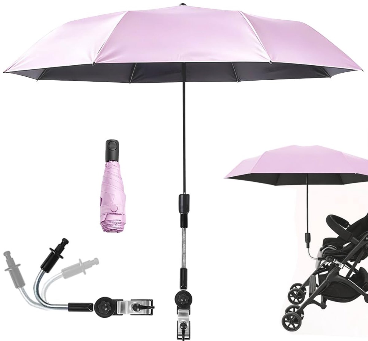 Parasol voor kinderwagen - UV bescherming - 360° rotatie - ideaal voor zonnige dagen - ShopVlot