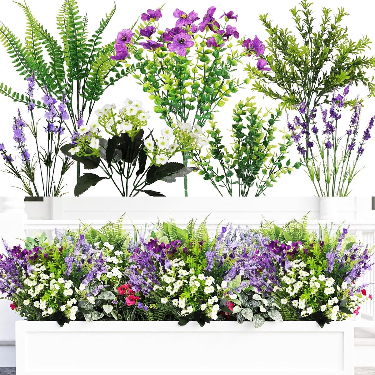 Kunstbloemen voor buiten - 12 bundels lavendel - Driedimensionaal en pluizig - Creëer een kleurrijk buitenterras - ShopVlot