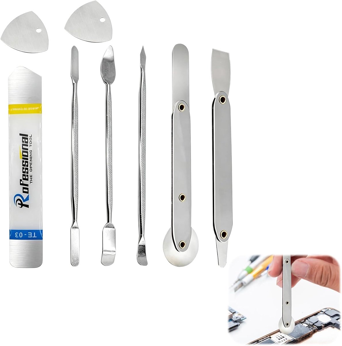Gereedschapsset mobiele telefoon 8 stuks - ultradun - voor reparatie en openen - vervang display en batterij - ShopVlot