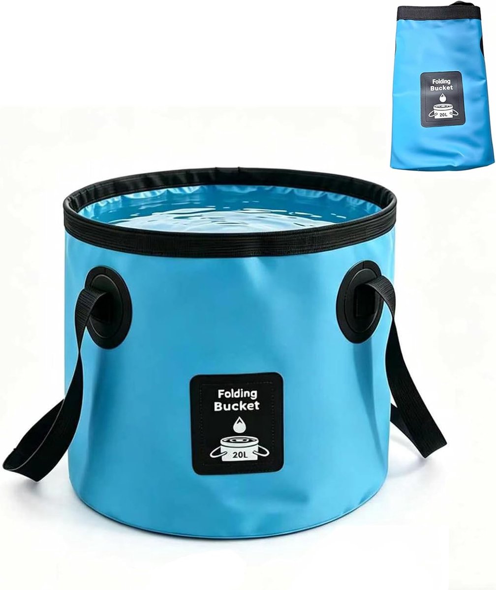 Draagbare opvouwbare emmer 20 l - blauw - lichtgewicht waterreservoir - ideaal voor kamperen - ShopVlot