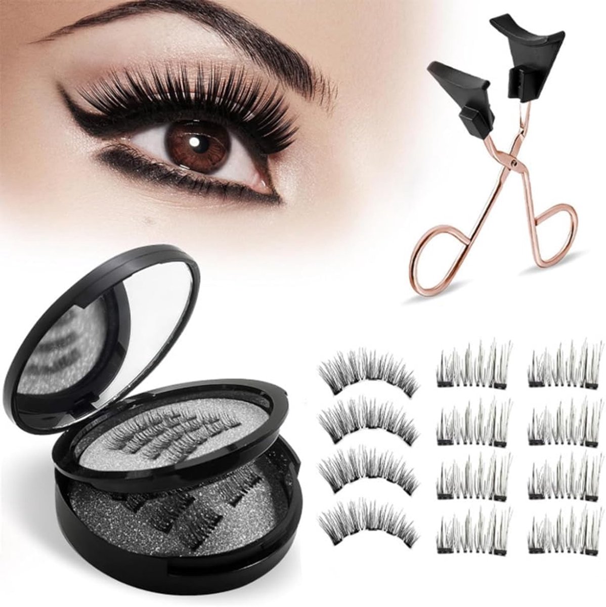 Nepwimpers set 3 paar - magnetische wimpers - herbruikbaar - voor een natuurlijke ooglook - ShopVlot