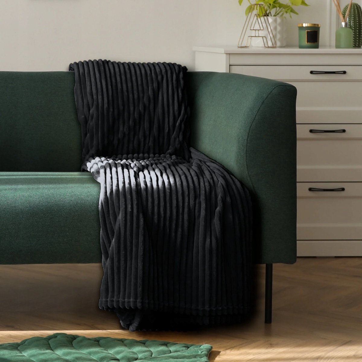 Zacht Pluche Dekentje 200x220 PATI Zwart - Zachte Microvezel