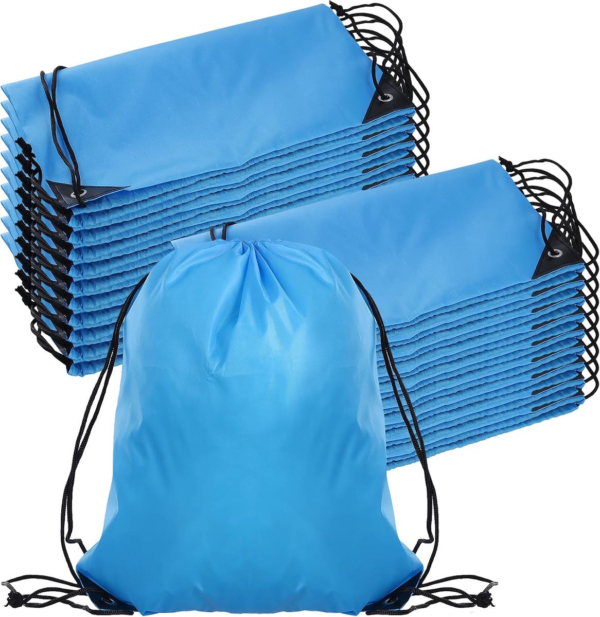 Drawstring tas 34 x 43 cm - blauw - 20 stuks - ideaal voor sport en reizen - ShopVlot