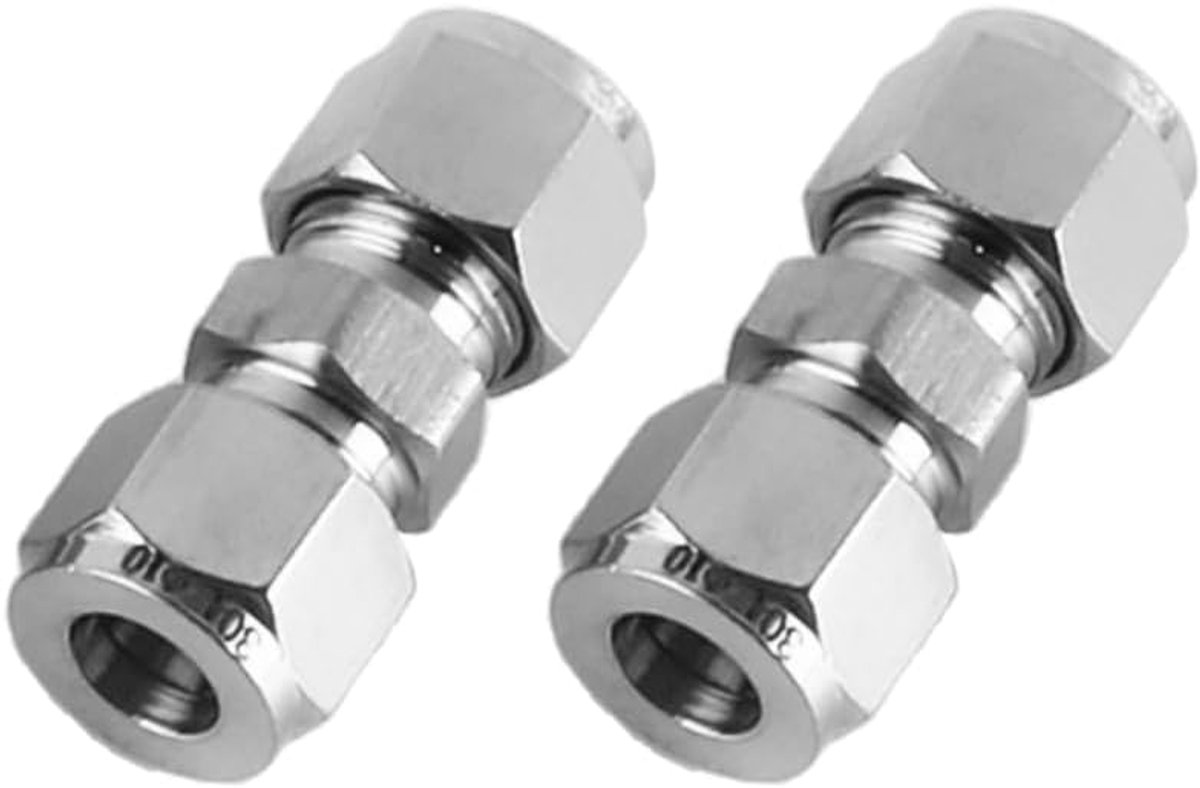 Compressie buisfitting 10mm ID - rechte koppeling - 304 roestvrij staal - duurzaam en corrosiebestendig - ShopVlot