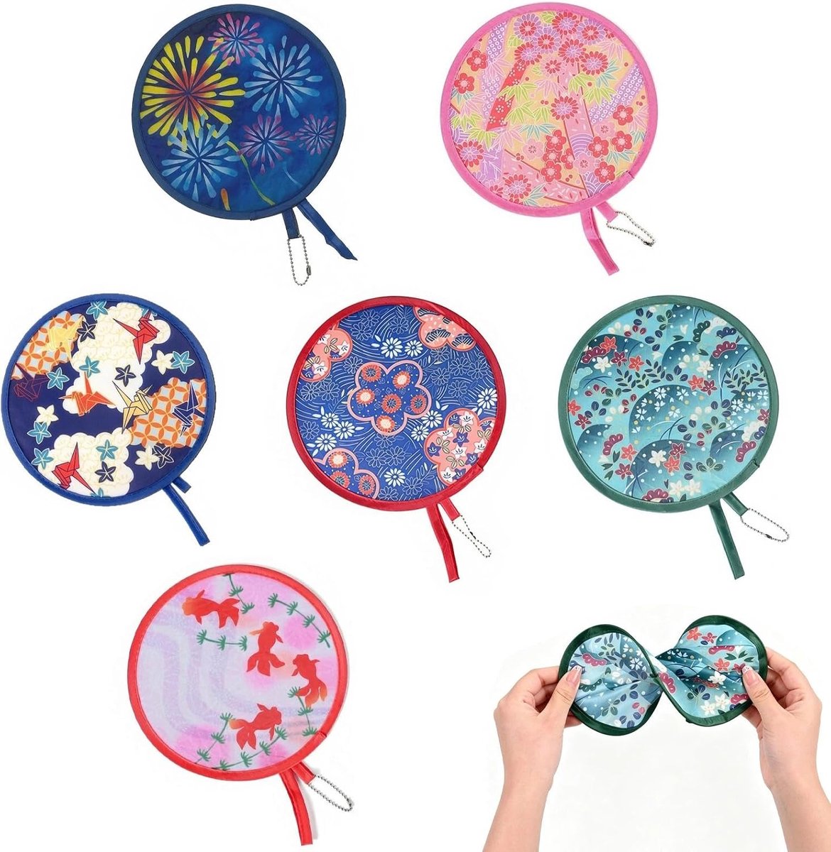opvouwbare handventilatoren 6 stuks - ronde design - compact en draagbaar - perfect voor zomerfeesten - ShopVlot