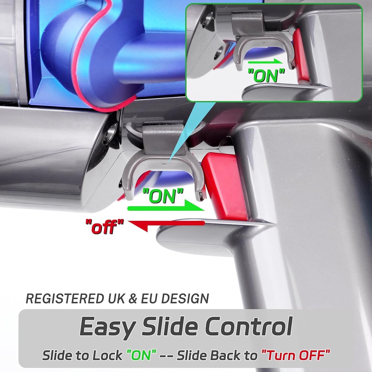 Slide Trigger Lock ON/OFF - Handsfree bediening voor Dyson V10, V11, V15 - Voorkomt vingerkrampen - 2 stuks - ShopVlot
