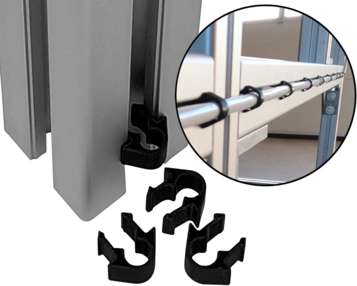 Kabelclips voor bevestiging aan constructieprofiel - snel te bevestigen met push-click functie - stevige klemhouder - ShopVlot