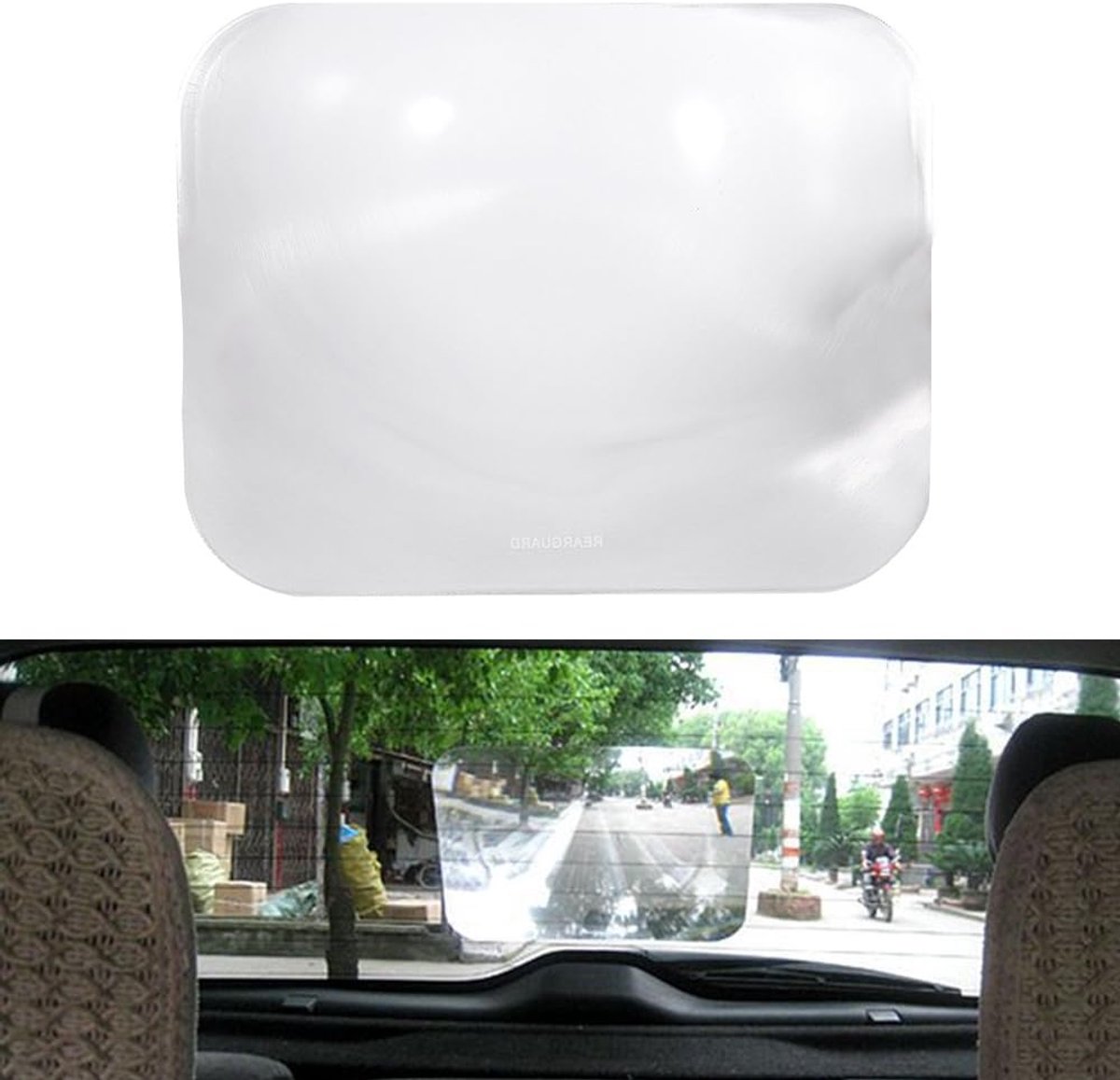 Autobackmirror breedhoeklens - 20 x 25.5 cm - plaklens - vergroot achteruitzicht voor veilig parkeren - ShopVlot