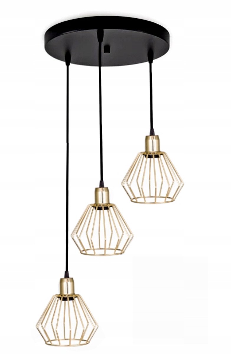 Gouden Diamant Hanglamp Markos 112 - Zwart Metaal, E27
