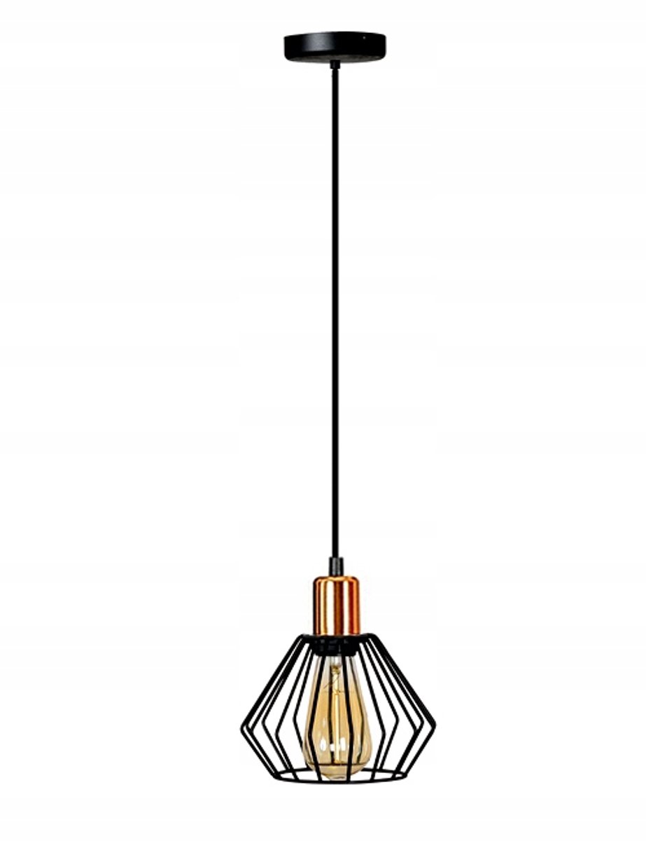 Merkloze Hanglamp Diamant - Zwart/Koper, E27