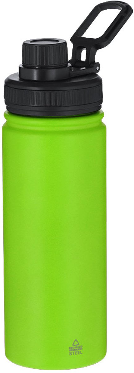 Fles van gerecycled roestvrij staal met een capaciteit van 550 ml. Inclusief zwarte deksel met schroefsysteem Felmar Groen