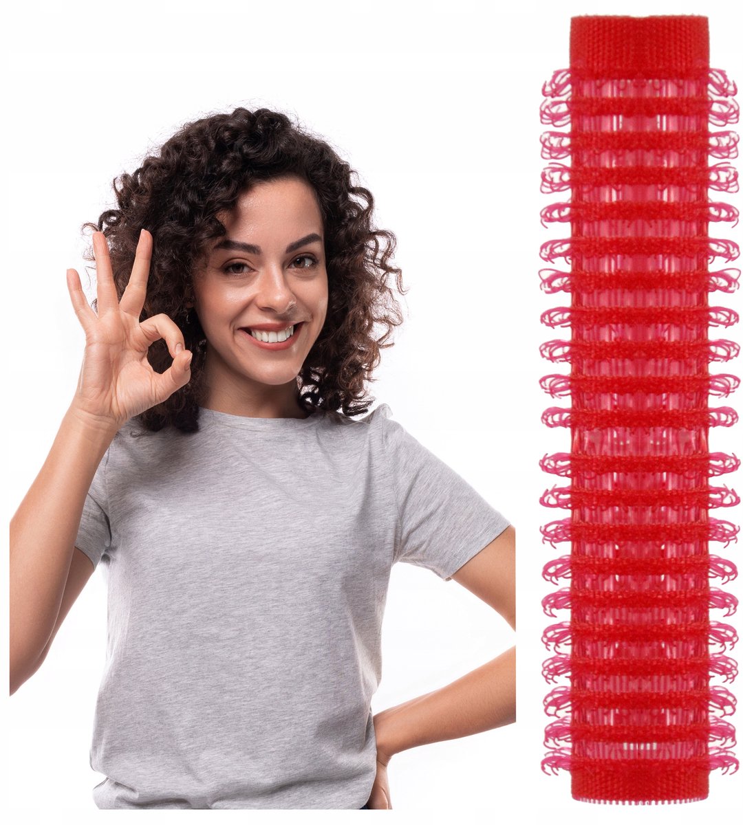 12x Rode Klittenband Haarrollers 13mm voor Krullen
